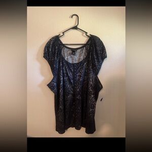 Lane Bryant Black Lace Floral Short Sleeve Women’s Blouse 26/28W